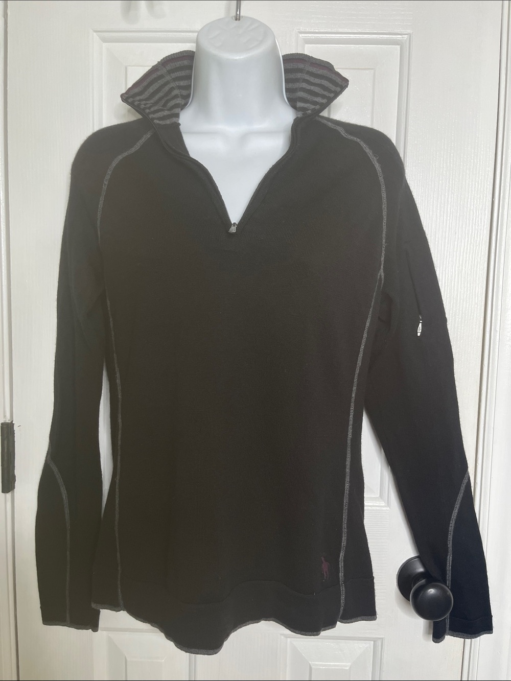 Smartwool Black Quarter Zip Sweater with Flaw